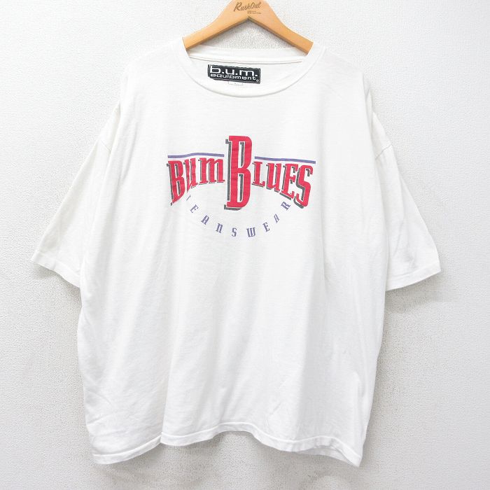 b.u.m.equipment 90s 半袖Tシャツ BUM BLUES ホワイト XL | 古着