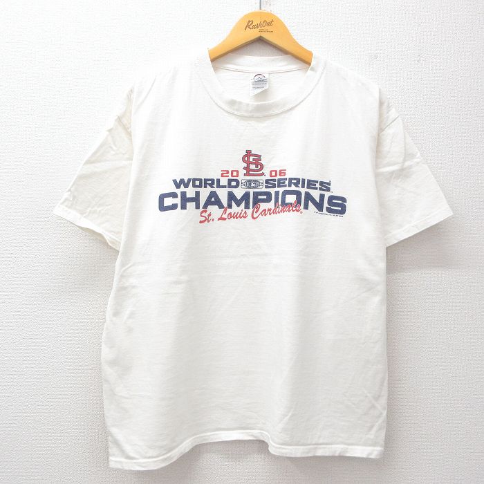 XL★古着 半袖 ビンテージ Tシャツ メンズ 00年代 00s MLB セントルイスカージナルス コットン クルーネック 白 ホワイト メジャーリーグ ベースボール 野球 25jul26 中古