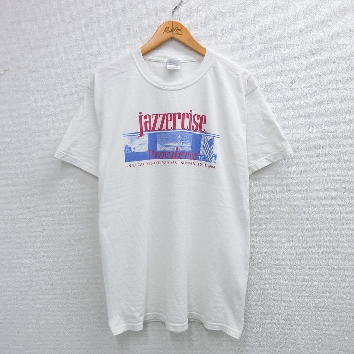 【50%OFF】L★古着 半袖 ビンテージ Tシャツ メンズ 00年代 00s ジャザサイズ カヌー コットン クルーネック 白 ホワイト 25jul26 中古