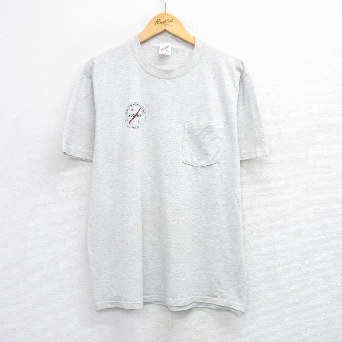 L★古着 ジャージーズ 半袖 ビンテージ Tシャツ メンズ 90年代 90s ACCIDENTS 胸ポケット付き クルーネック USA製 薄グレー 霜降り 25jul26 中古