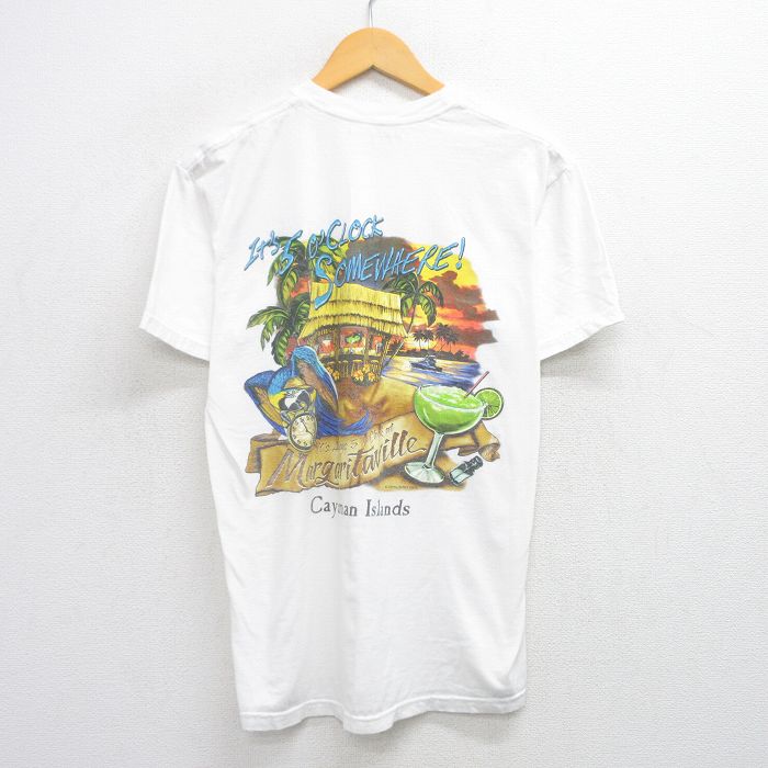 M★古着 半袖 ビンテージ Tシャツ メンズ 00年代 00s ジミーバフェット MARGARITAVILLE コットン クルーネック 白 ホワイト 25jul26 中古