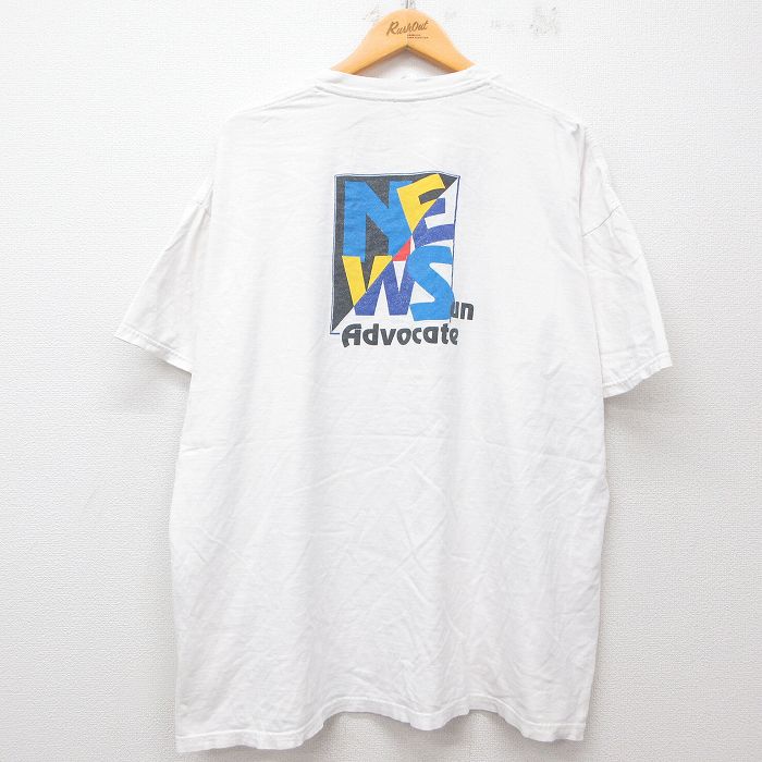 XL★古着 ジャージーズ 半袖 ビンテージ Tシャツ メンズ 00年代 00s NEWS 大きいサイズ コットン クルーネック 白 ホワイト 25jul26 中古