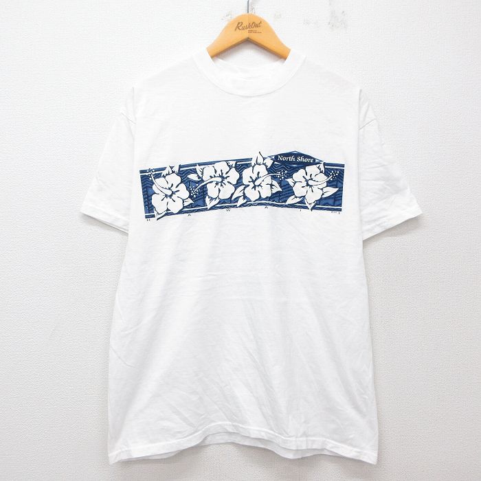 00s 半袖Tシャツ ハイビスカス ホワイト XL | 古着