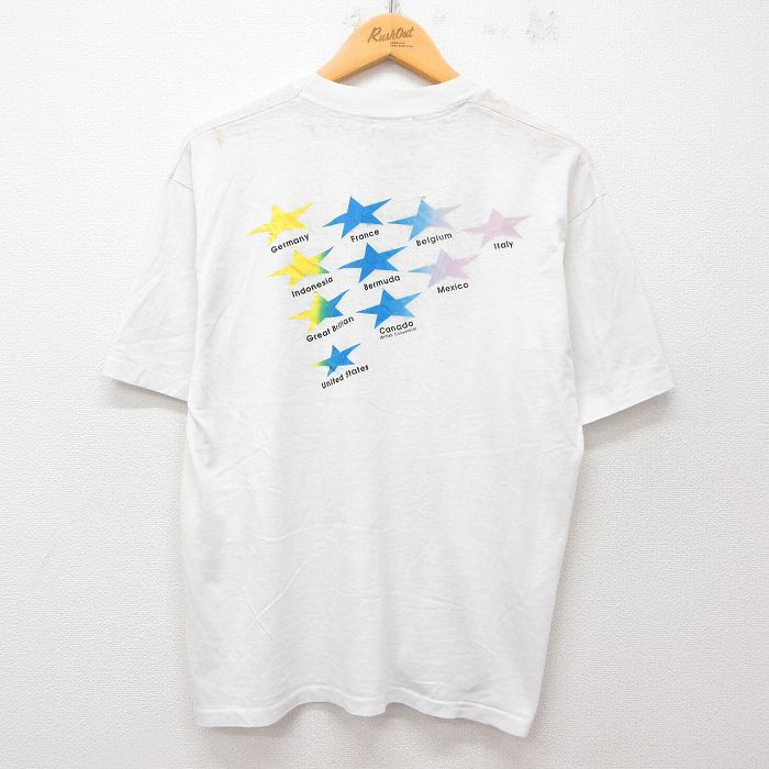 【20%OFF】L★古着 ヘインズ Hanes 半袖 ビンテージ Tシャツ メンズ 80年代 80s 星 DACS クルーネック USA製 白 ホワイト 25jul26 中古