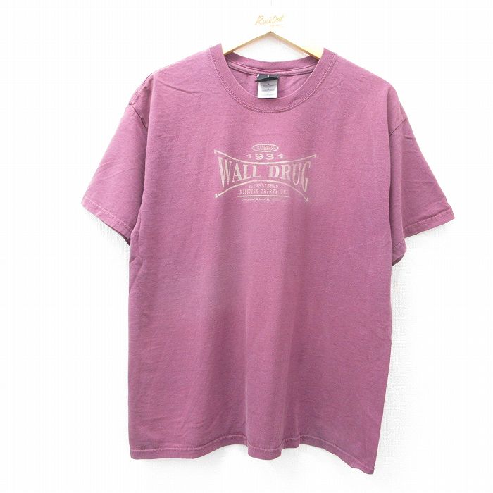 【50%OFF】L★古着 半袖 ビンテージ Tシャツ メンズ 00年代 00s WALL DRUG コットン クルーネック 紫 パープル 25jul26 中古