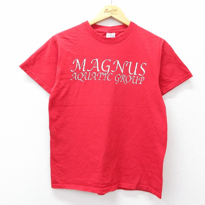 S★古着 半袖 ビンテージ Tシャツ メンズ 00年代 00s MAGNUS コットン クルーネック 赤 レッド 25jul26 中古