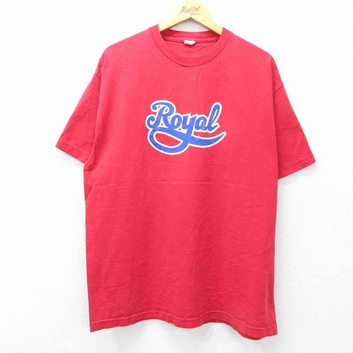 【20%OFF】XL★古着 半袖 ビンテージ Tシャツ メンズ 00年代 00s Royal コットン クルーネック 赤 レッド 25jul26 中古