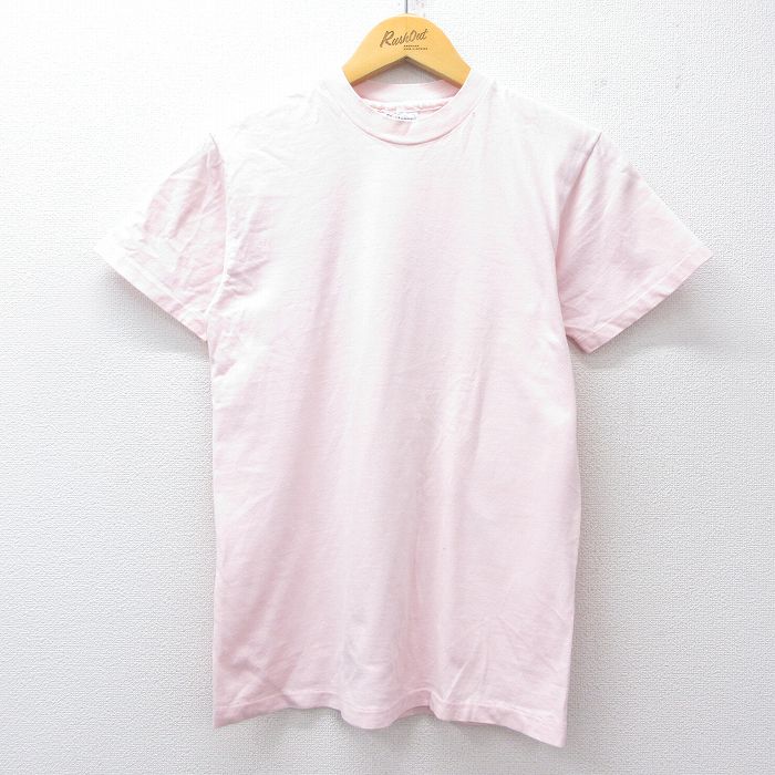S★古着 ヘインズ Hanes 半袖 ビンテージ Tシャツ メンズ 80年代 80s 無地 コットン クルーネック USA製 薄ピンク 25jul26 中古