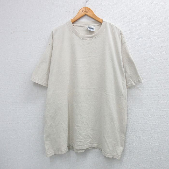 XL★古着 フルーツオブザルーム 半袖 ビンテージ Tシャツ メンズ 00年代 00s 無地 大きいサイズ コットン クルーネック 薄ベージュ カーキ 25jul26 中古