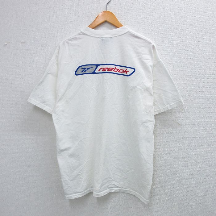 XL★古着 リーボック REEBOK 半袖 ビンテージ Tシャツ メンズ 00年代 00s ビッグロゴ コットン クルーネック 白 ホワイト 【spe】 25jul26 中古