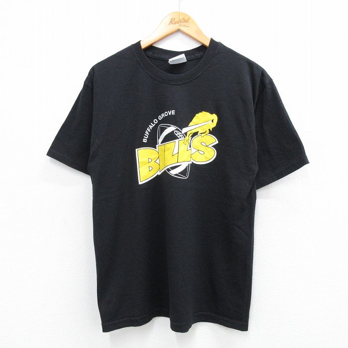 M★古着 ヘインズ Hanes 半袖 ビンテージ Tシャツ メンズ 00年代 00s NFL バッファロービルズ クルーネック 黒 ブラック 25jul26 中古