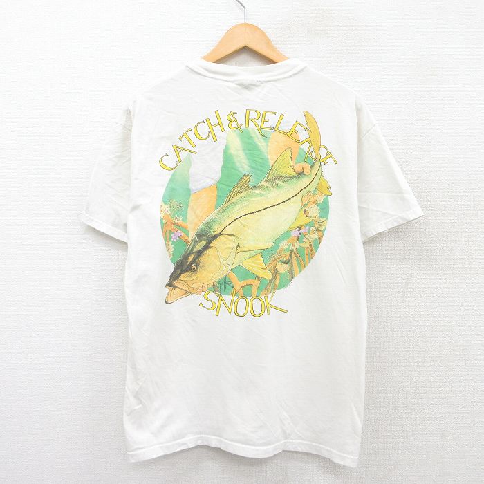 00s 半袖Tシャツ 魚 ホワイト XL | 古着