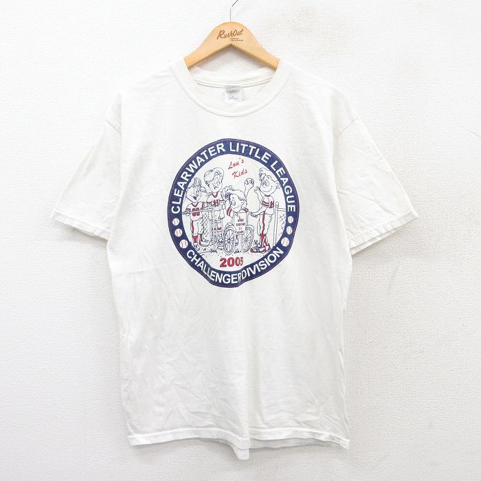 L★古着 半袖 ビンテージ Tシャツ メンズ 00年代 00s リトルリーグ コットン クルーネック 白 ホワイト 25jul28 中古