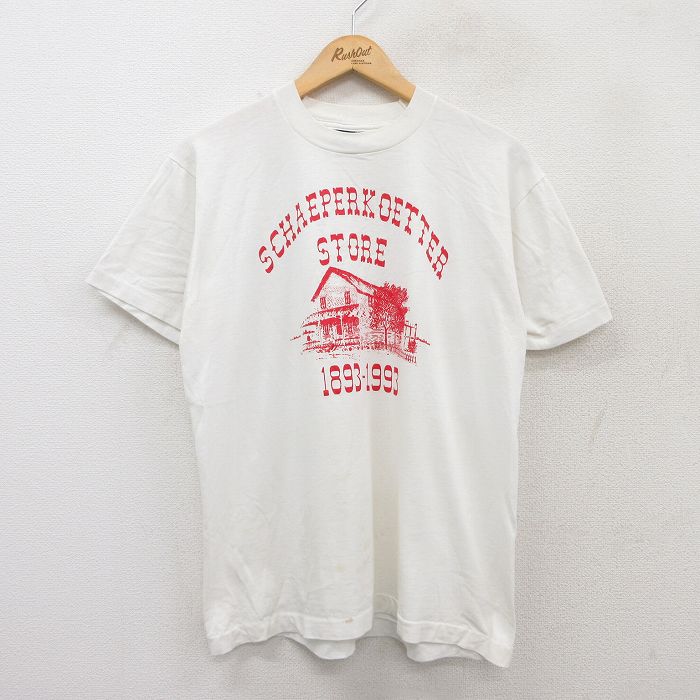 【50%OFF】L★古着 フルーツオブザルーム 半袖 ビンテージ Tシャツ メンズ 90年代 90s SCHAEPERKOETTER クルーネック USA製 白 ホワイト 25jul28 中古