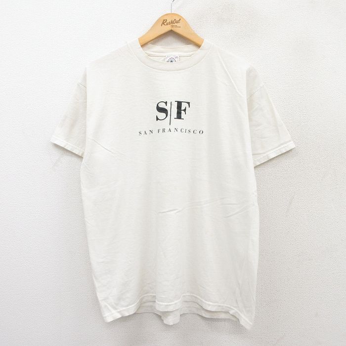 L★古着 半袖 ビンテージ Tシャツ メンズ 00年代 00s サンフランシスコ コットン クルーネック 白 ホワイト 25jul28 中古