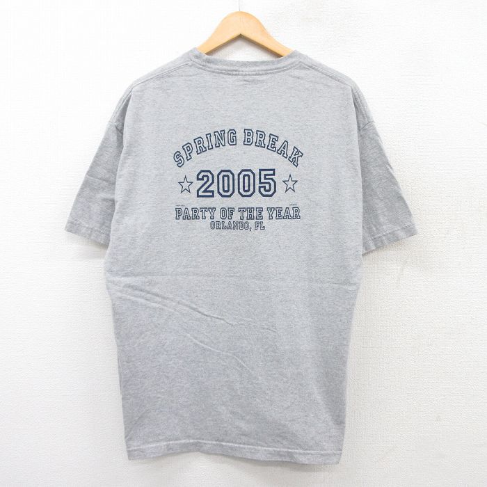 XL★古着 半袖 ビンテージ Tシャツ メンズ 00年代 00s SPRING BREAK クルーネック グレー 霜降り 25jul28 中古