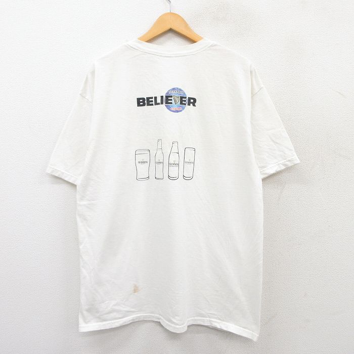 XL★古着 半袖 ビンテージ Tシャツ メンズ 00年代 00s ギネスビール 大きいサイズ コットン クルーネック 白 ホワイト 【spe】 25jul28 中古