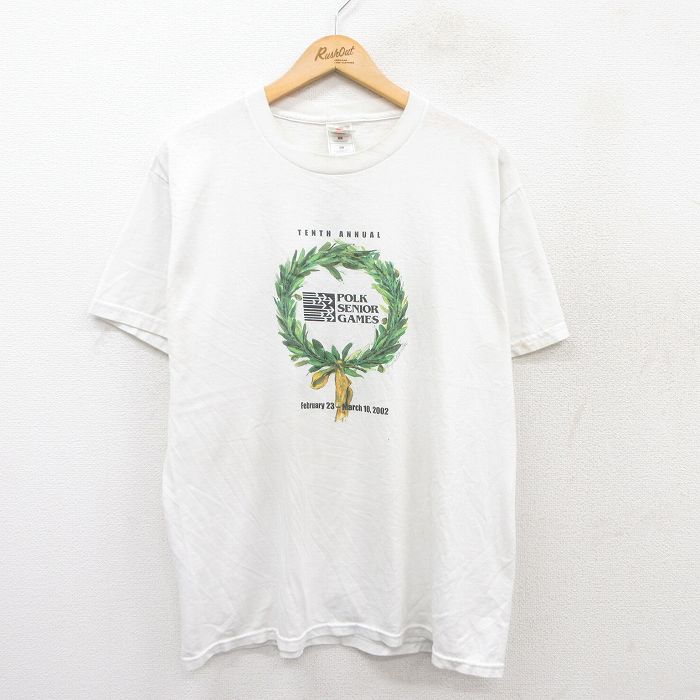 フルーツオブザルーム 00s 半袖Tシャツ POLK SENIOR GAMESプリント ホワイト L | 古着