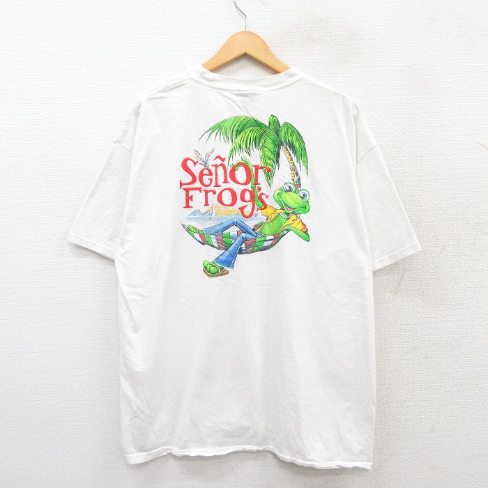 XL★古着 半袖 ビンテージ Tシャツ メンズ 00年代 00s セニョールフロッグス 大きいサイズ コットン クルーネック 白 ホワイト 25jul28 中古