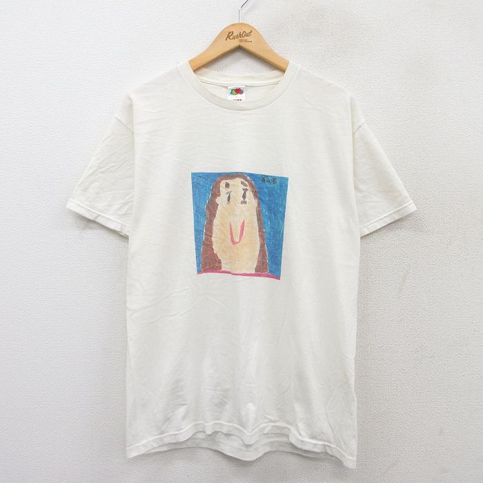 L★古着 フルーツオブザルーム 半袖 ビンテージ Tシャツ メンズ 00年代 00s 似顔絵 白 ホワイト 25jul28 中古