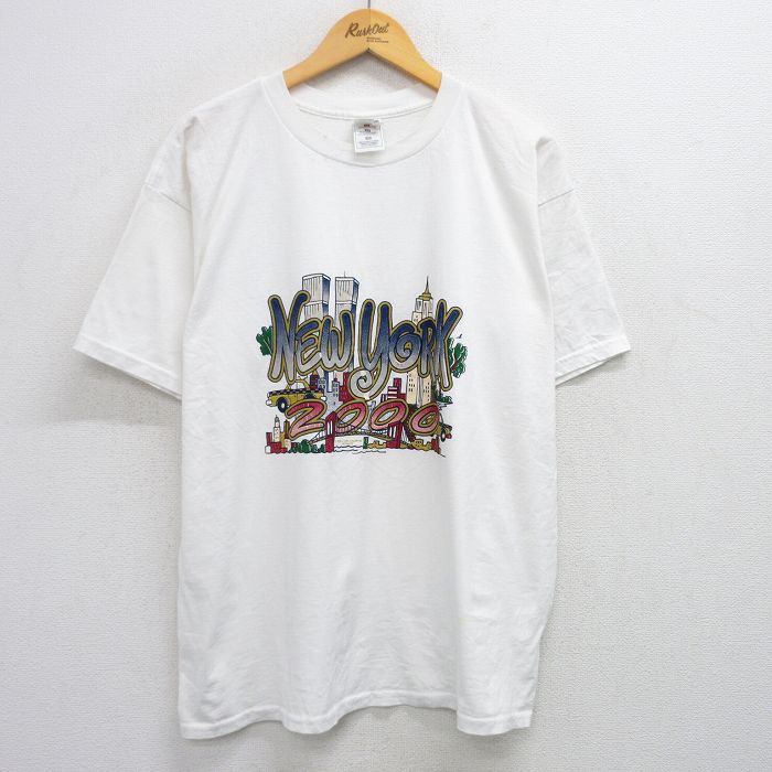 XL★古着 フルーツオブザルーム 半袖 ビンテージ Tシャツ メンズ 00年代 00s ニューヨーク 大きいサイズ クルーネック 白 ホワイト 25jul28 中古