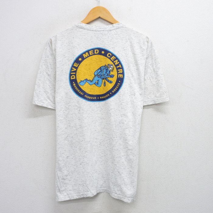 XL★古着 半袖 ビンテージ Tシャツ メンズ 00年代 00s ダイビング コットン クルーネック 白 ホワイト 霜降り 25jul28 中古