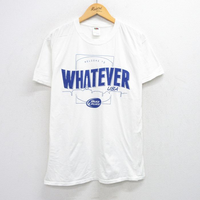 XL★古着 フルーツオブザルーム 半袖 ビンテージ Tシャツ メンズ 00年代 00s WHATEVER バドライト ビール コットン クルーネック 白 ホワイト 25jul28 中古
