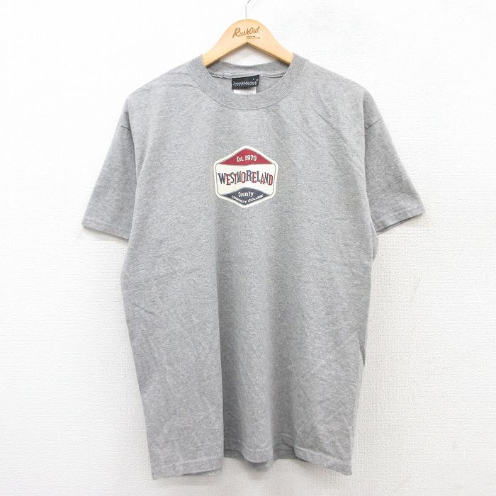 XL★古着 半袖 ビンテージ Tシャツ メンズ 00年代 00s WESTMORELAND クルーネック グレー 霜降り 25jul28 中古