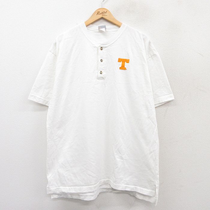 XL★古着 半袖 ビンテージ Tシャツ メンズ 00年代 00s T 大きいサイズ ヘンリーネック 白 ホワイト 25jul28 中古