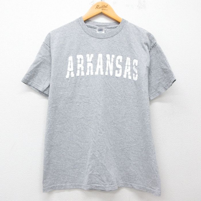 L★古着 半袖 ビンテージ Tシャツ メンズ 00年代 00s アーカンソー クルーネック グレー 霜降り 25jul29 中古