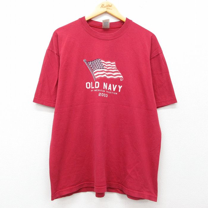 【50%OFF】オールドネイビー 半袖Tシャツ ビッグロゴ レッド XL | 古着