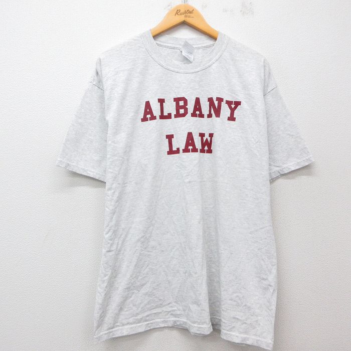 XL★古着 半袖 ビンテージ Tシャツ メンズ 00年代 00s ALBANY LAW 大きいサイズ クルーネック 薄グレー 霜降り 25jul29 中古