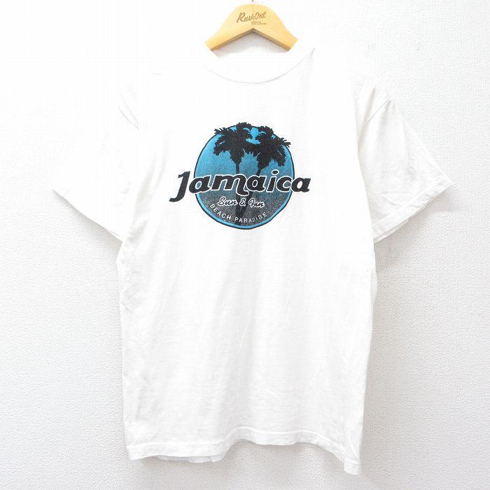 L★古着 半袖 ビンテージ Tシャツ メンズ 90年代 90s ジャマイカ コットン クルーネック 白 ホワイト 25jul29 中古