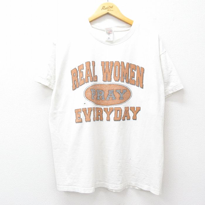 XL★古着 フルーツオブザルーム 半袖 ビンテージ Tシャツ メンズ 00年代 00s REAL WOMEN 大きいサイズ コットン クルーネック 白 ホワイト 25jul29 中古