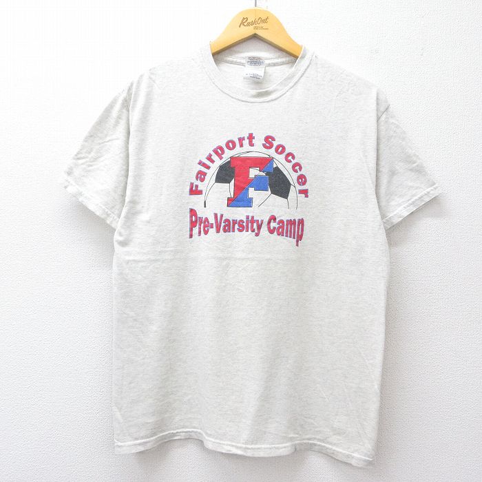 【50%OFF】M★古着 半袖 ビンテージ Tシャツ メンズ 00年代 00s フェアポート サッカー クルーネック 薄グレー 霜降り 25jul29 中古