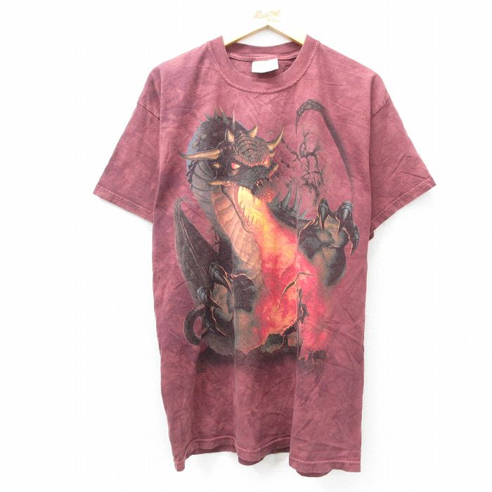 THE MOUNTAIN 00s 半袖Tシャツ ドラゴン バーガンディ XL | 古着