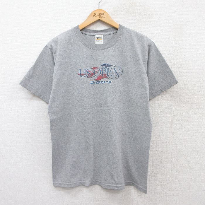 M★古着 半袖 ビンテージ Tシャツ メンズ 00年代 00s US OPEN テニス クルーネック グレー 霜降り 25jul29 中古
