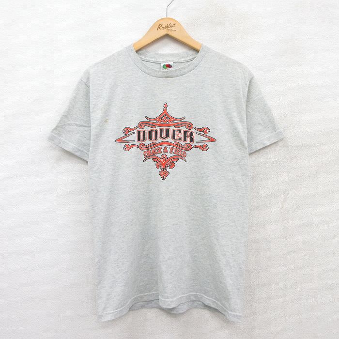 M★古着 フルーツオブザルーム 半袖 ビンテージ Tシャツ メンズ 00年代 00s DOVER クルーネック 薄グレー 霜降り 25jul29 中古