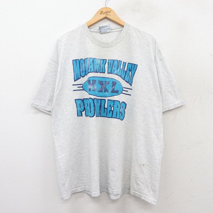 XL★古着 リー Lee 半袖 ビンテージ Tシャツ メンズ 90年代 90s モーホークバレー 大きいサイズ コットン クルーネック USA製 薄グレー 霜降り 【spe】 25jul29 中古