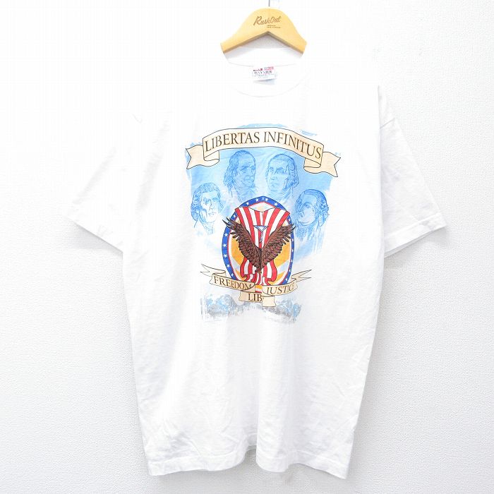 XL★古着 半袖 ビンテージ Tシャツ メンズ 00年代 00s ジョージワシントン 鳥 コットン クルーネック USA製 白 ホワイト 25jul30 中古