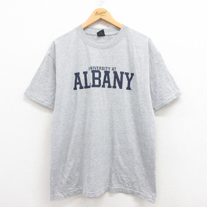 XL★古着 MVスポーツ 半袖 ビンテージ Tシャツ メンズ 00年代 00s ALBANY コットン クルーネック グレー 霜降り 25jul31 中古