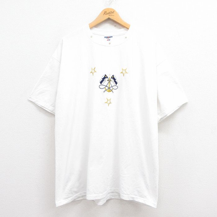 ジャージーズ 90s 半袖Tシャツ イカリ刺繍 ホワイト XL | 古着