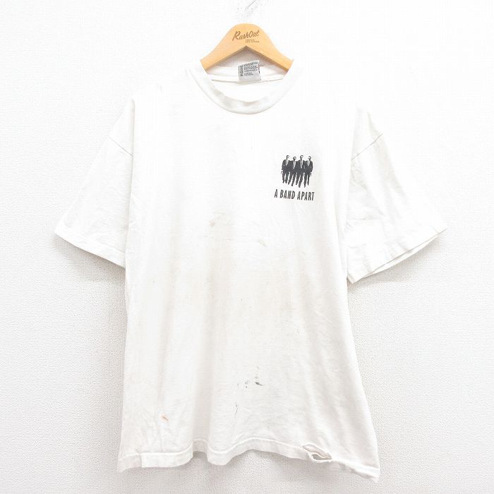 XL★古着 半袖 ビンテージ Tシャツ メンズ 90年代 90s バンドアパート タランティーノ コットン クルーネック USA製 白 ホワイト 【spe】 25jul31 中古