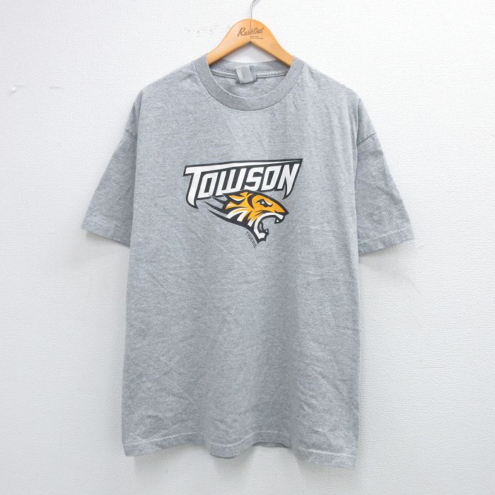 【50%OFF】XL★古着 半袖 ビンテージ Tシャツ メンズ 00年代 00s タウソンタイガース クルーネック グレー 霜降り 25jul31 中古