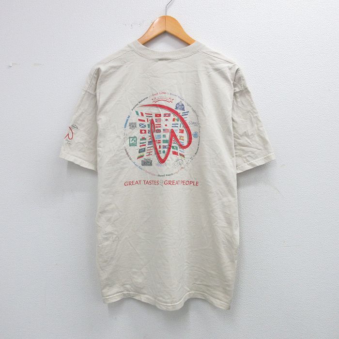 【50%OFF】フルーツオブザルーム 90s 半袖Tシャツ ウェグマンズ国旗 ベージュ XL | 古着