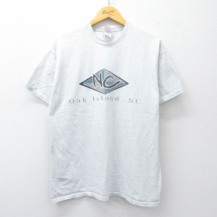 XL★古着 フルーツオブザルーム 半袖 ビンテージ Tシャツ メンズ 00年代 00s NC オークアイランド クルーネック 薄グレー 霜降り 25jul31 中古