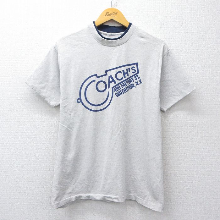 M★古着 半袖 ビンテージ Tシャツ メンズ 90年代 90s COACHS クルーネック 薄グレー 霜降り 25jul31 中古