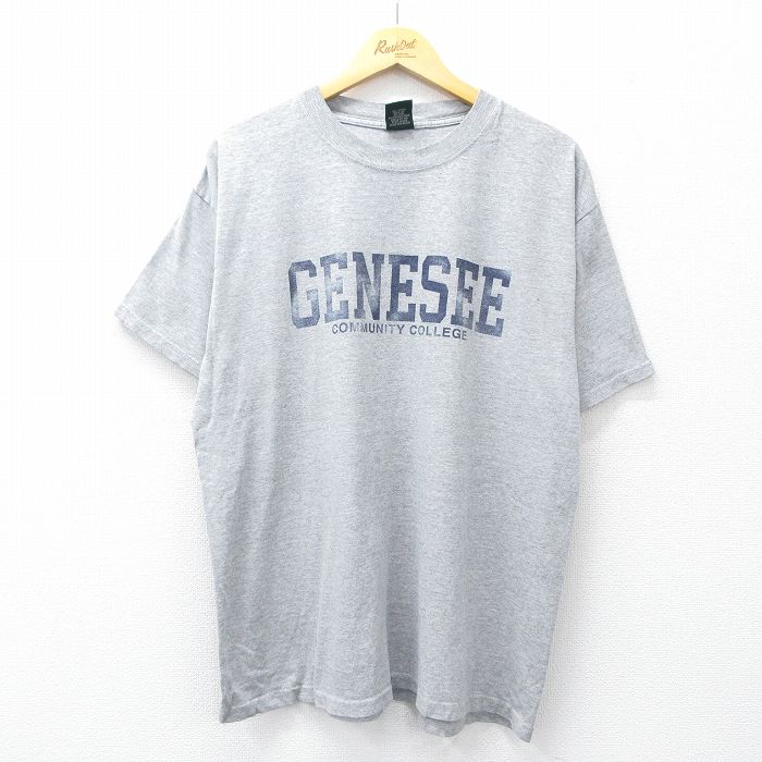 XL★古着 MVスポーツ 半袖 ビンテージ Tシャツ メンズ 90年代 90s ジェネシー コミュニティ カレッジ コットン クルーネック グレー 霜降り 25jul31 中古