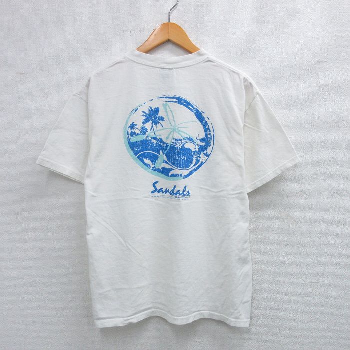 L★古着 半袖 ビンテージ Tシャツ メンズ 00年代 00s Reaches ヤシの木 コットン クルーネック 白 ホワイト 25jul31 中古