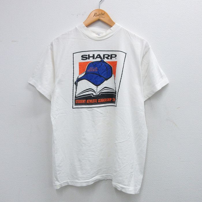 【50%OFF】L★古着 半袖 ビンテージ Tシャツ メンズ 80年代 80s MLB ニューヨークメッツ コットン クルーネック 白 ホワイト メジャーリーグ ベースボール 野球 【spe】 25jul31 中古